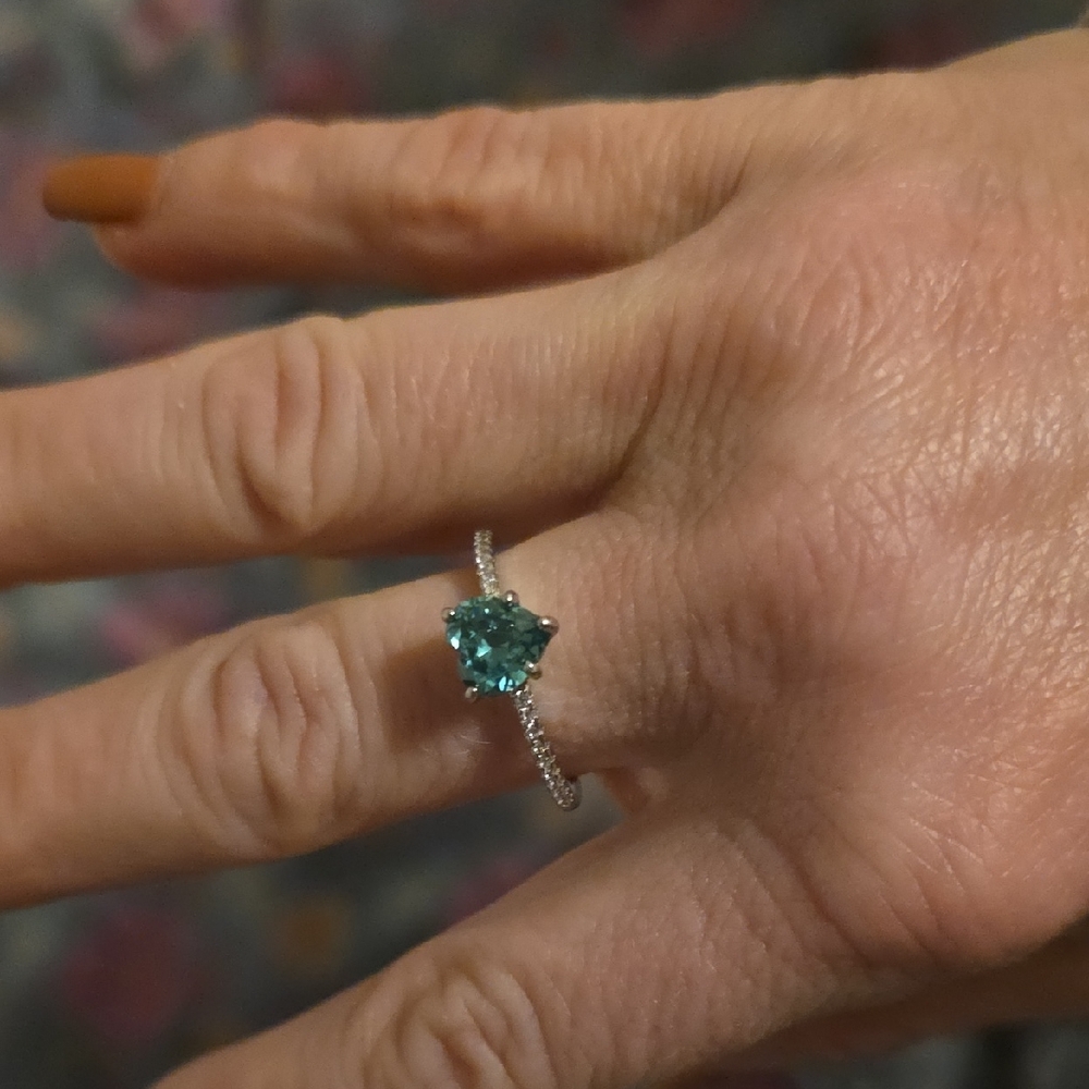 Silver Ring with Teal Gemstone
